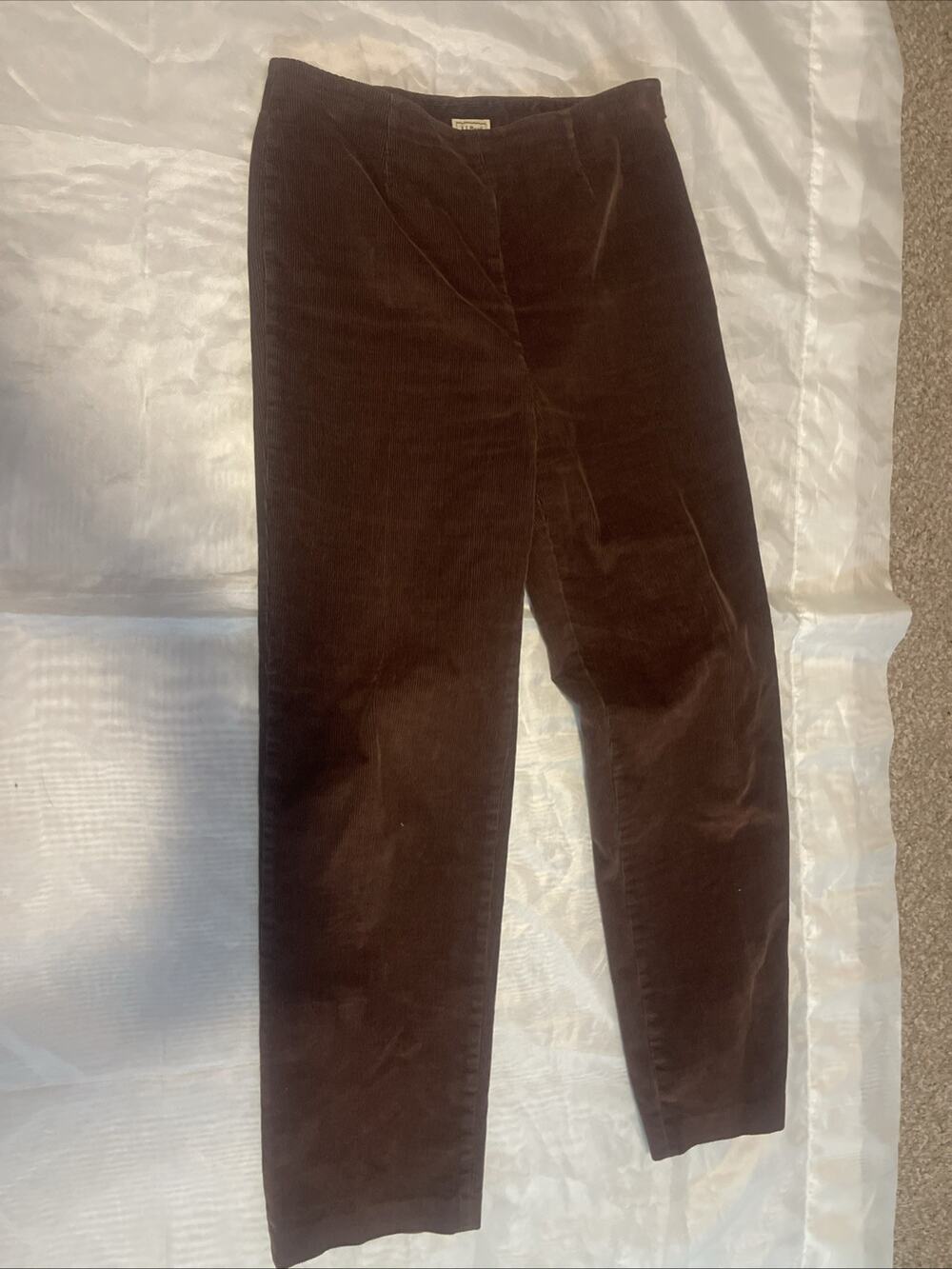 Women’s LL Bean Corduroy Brown Side Zipper Pants Jeans 10 Regular Straight Leg